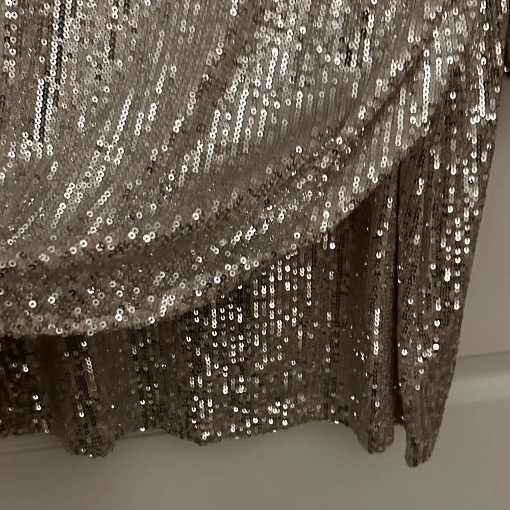 Silver Sequin Long Sleeve Dress - Picture 5 of 16